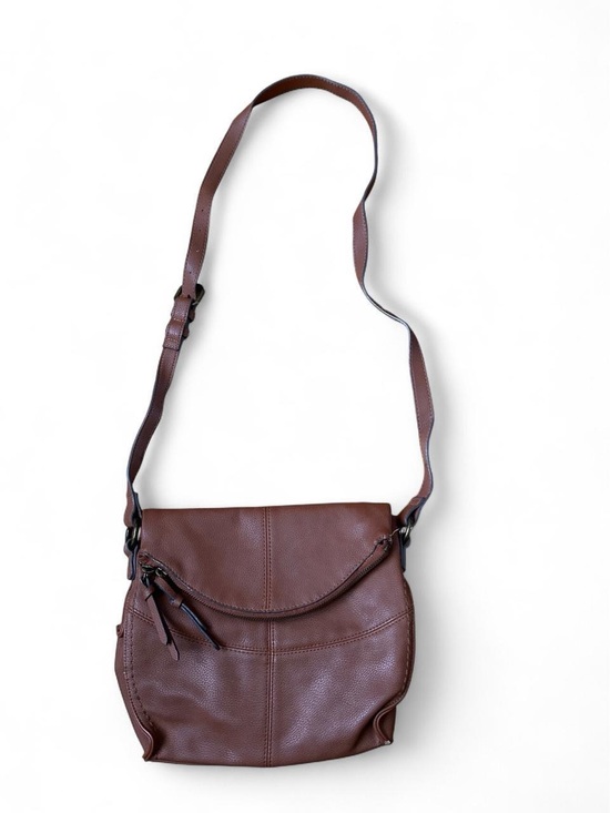 Sonoma Handbags - Sonoma Brown Pebbled Fold-Over Crossbody Bag Minimalist Earth Tone EcoGoth Purse